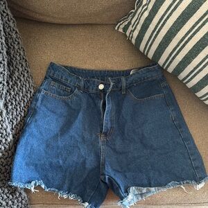 SHEIN Blue Jean Shorts High-Waisted Distressed